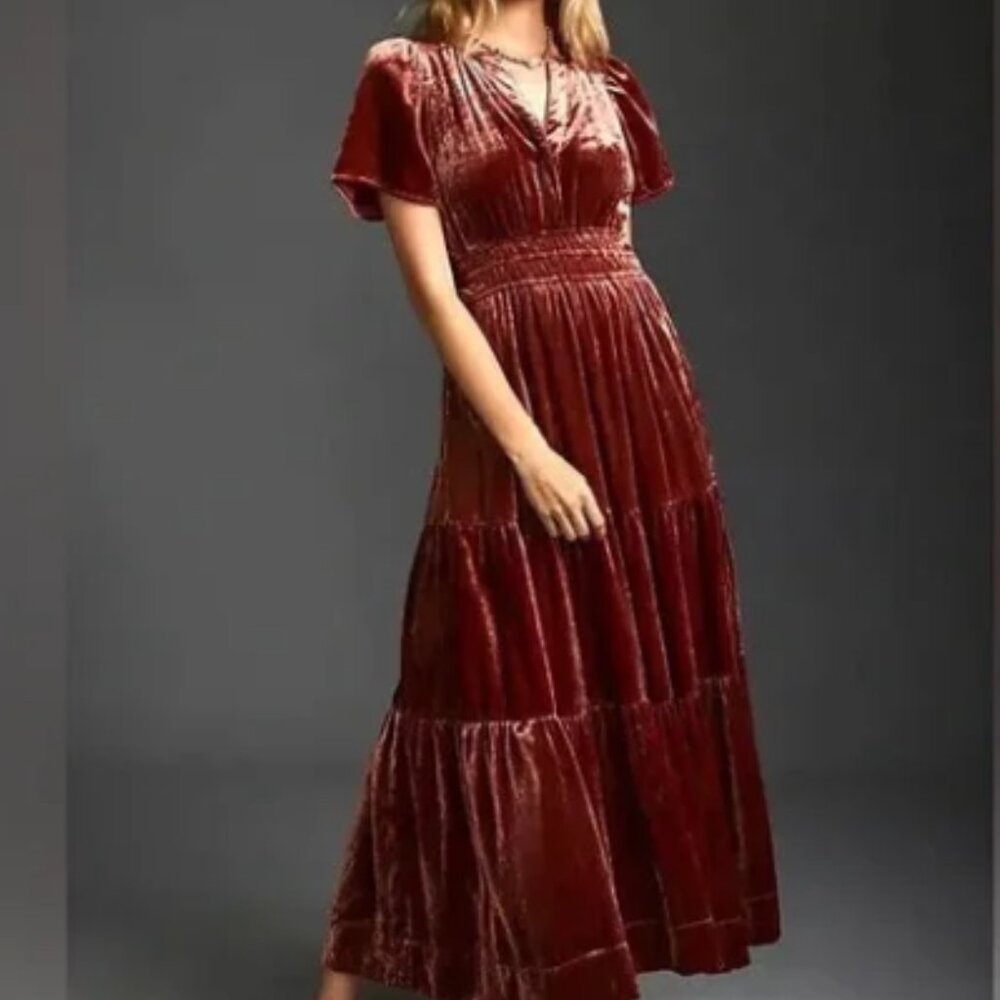 Anthropologie Somerset Velvet Maxi Dress